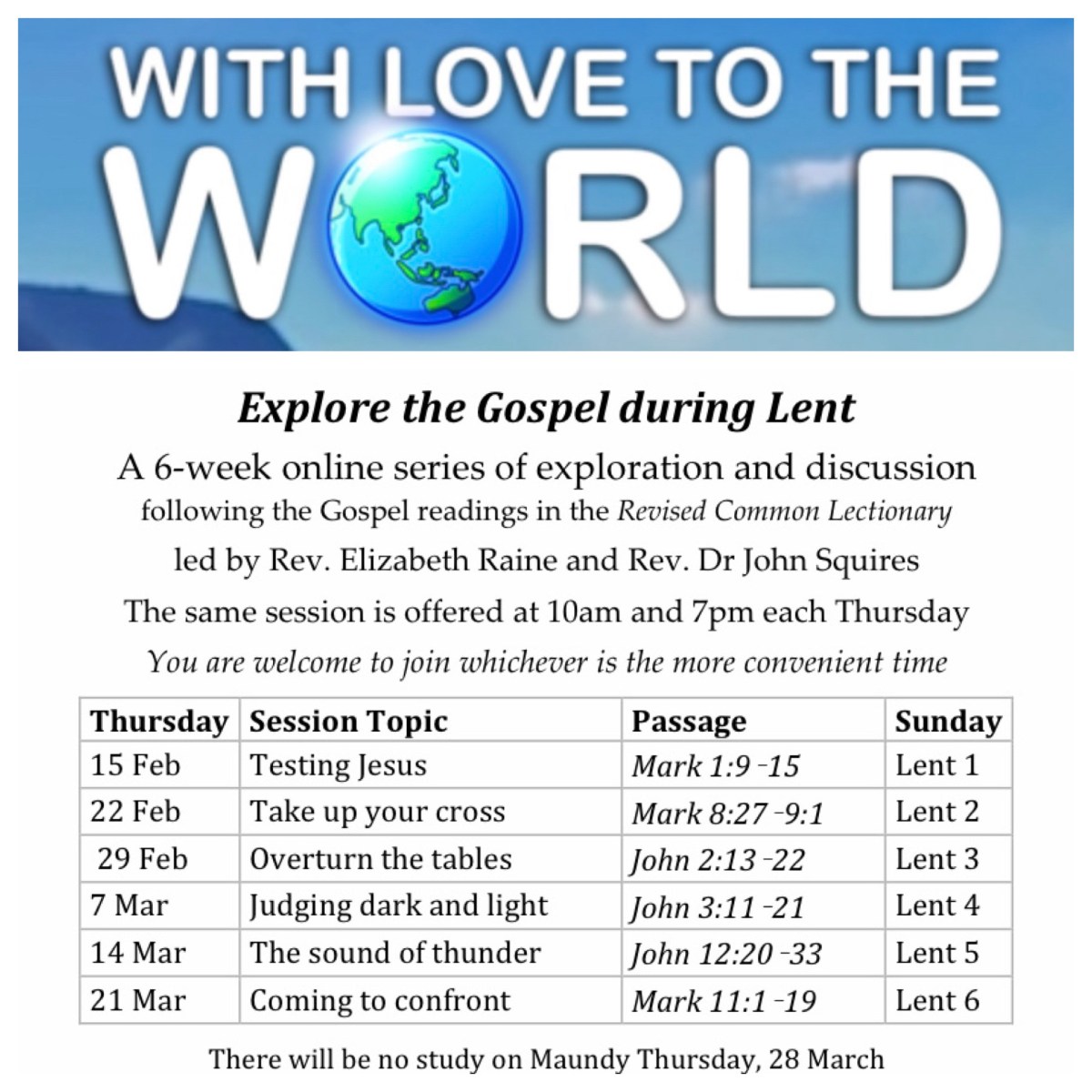 The season of Lent 2024 (With Love to the World&nbsp;17/6)