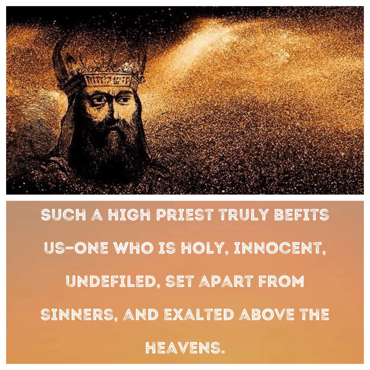 Holy, blameless, undefiled …&nbsp; exalted and made perfect forever (Heb 7; Pentecost&nbsp;23B)